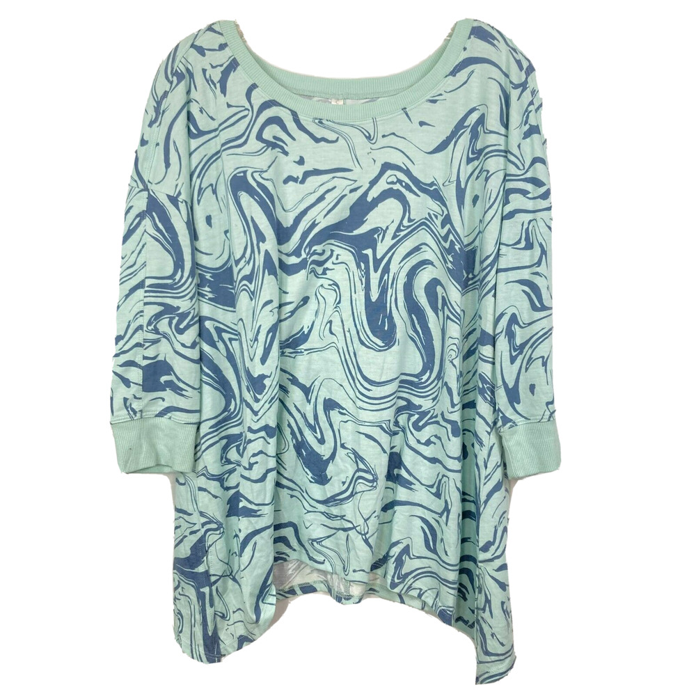 LuLaRoe Shirt Womens‎ Sz M Aqua Green Blue Half Sleeve Cotton Cozy Pullover